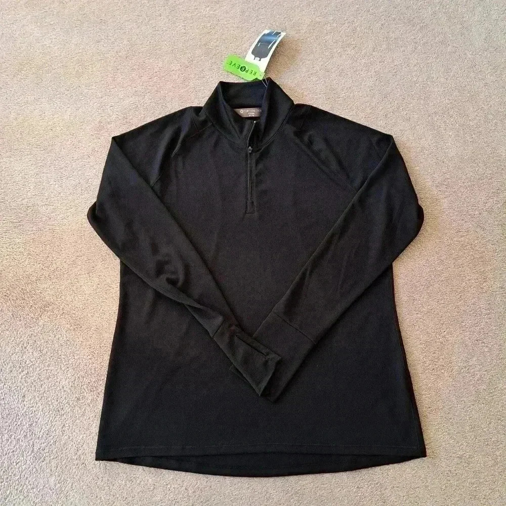 BNWT Tuff Athletics 1/4 Zip Active Top Long Sleeved Black Medium Pullover